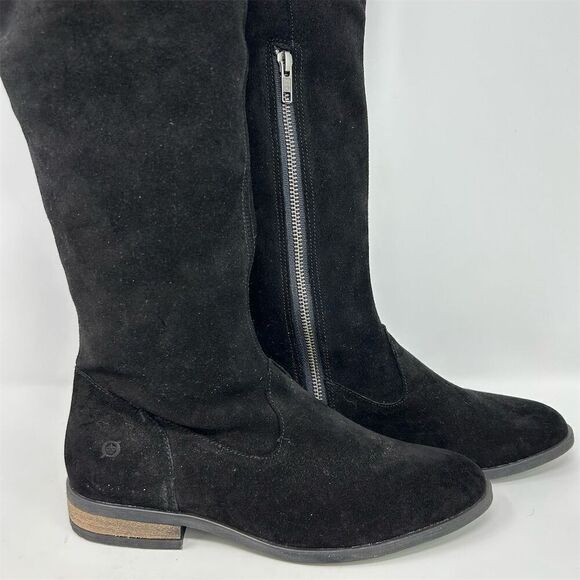 Born Women's Over the Knee Black Leather Tall Boots Size 7 Fall Winter Chic - Picture 2 of 13